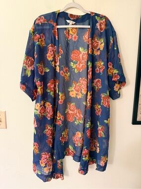 Matilda Jane Navy Floral Sheer Kimono/Coverup, size M/L